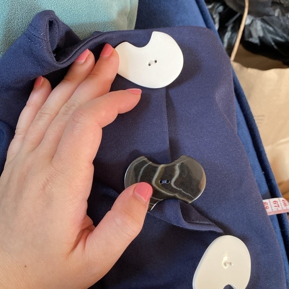 Tibi/ Bond Stretch Sculpted Button-Back Mini Dress navy blue long sleeve 2 - Picture 9 of 11